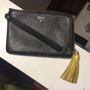 Fossil tasseled wristlet